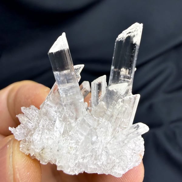 Spray of transparent gypsum selenite blades from Guizhou, China, view 4 of 6