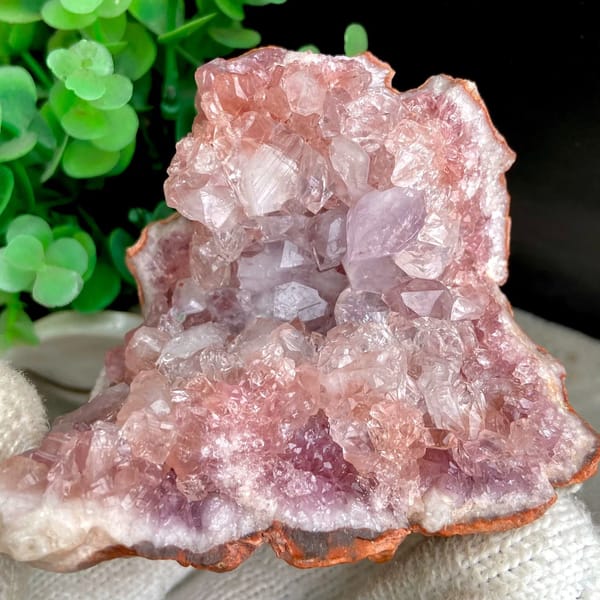 Two-tone pink quartz pocket with red rim from Argentina, view 2 of 8