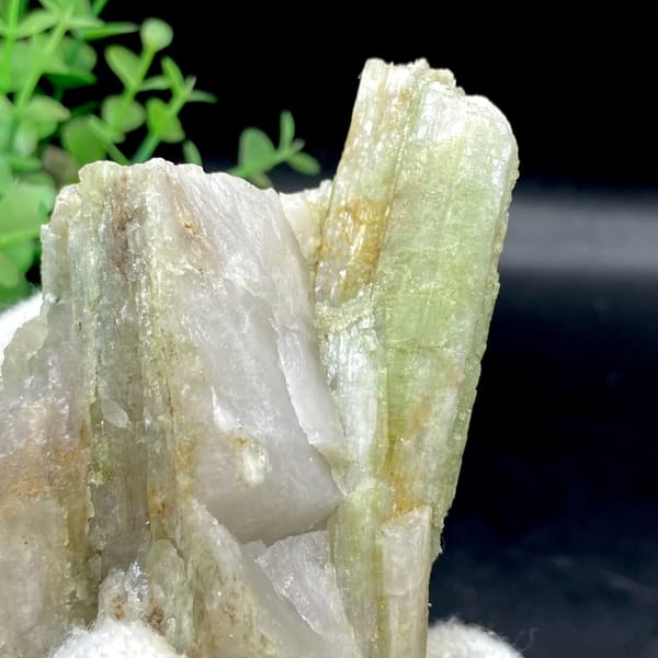 Two-tone green-to-pink tourmaline prism on white matrix from Brazil, view 4 of 9
