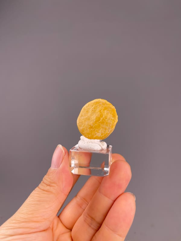 Unidentified specimen from China: distant whole specimen mounted on white putty.