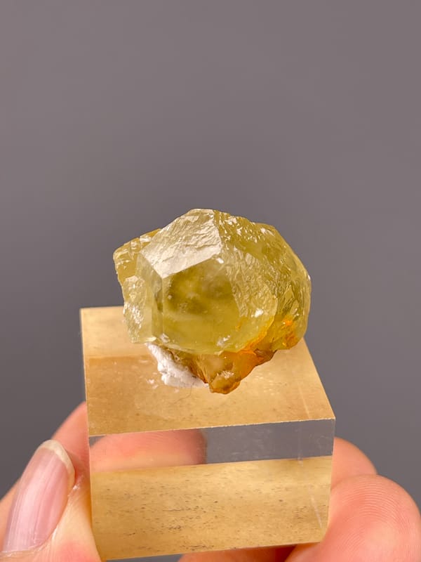 Unidentified specimen from Daye, Hubei, China: tilted view of a bright upper face and rounded margin.