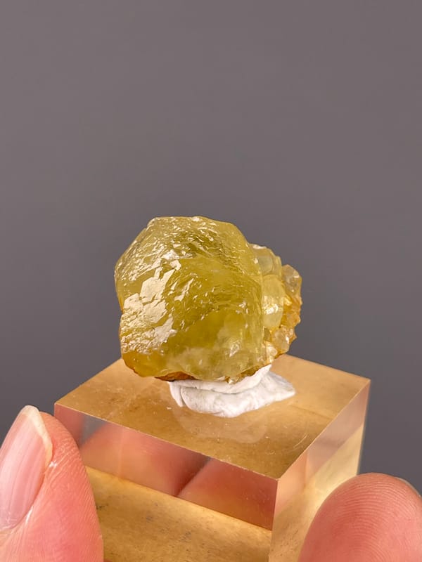 Unidentified specimen from Daye, Hubei, China: rougher rounded reverse on white mounting putty.