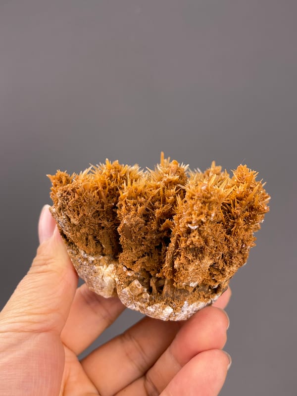 Unidentified specimen from Yunnan, China: reverse angle showing dense brown columns above pale matrix.