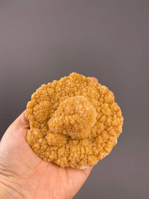 Unidentified specimen from Yunnan, China: whole round specimen held on an open palm.