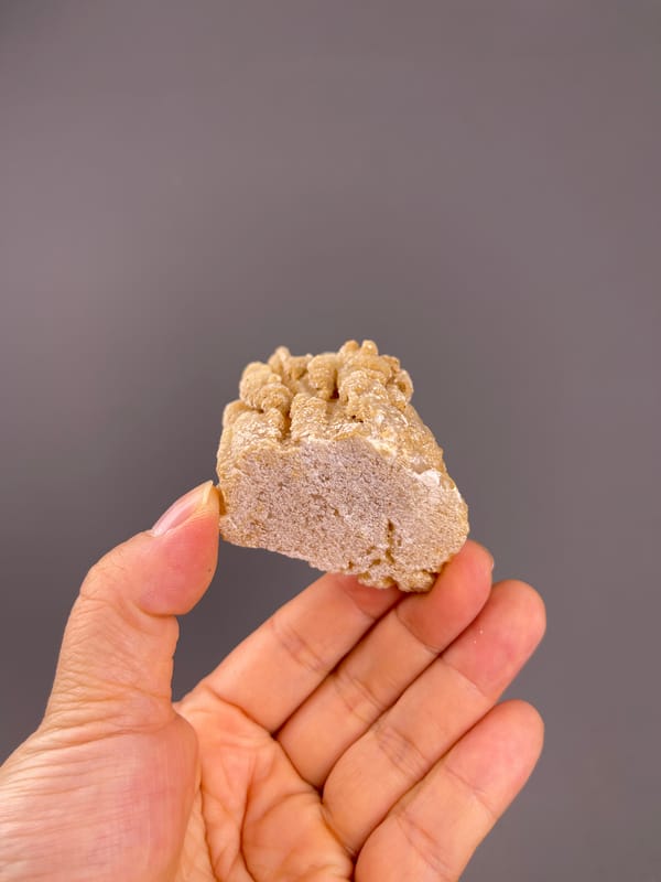 Unidentified specimen from Yunnan, China: underside showing a flat pale rough base.