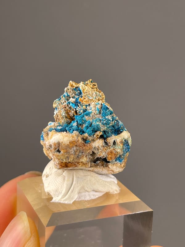 Veszelyite specimen from Dongchuan, Yunnan, China showing vivid blue botryoidal crust