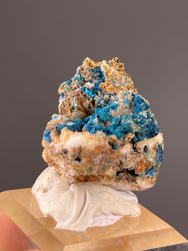 Veszelyite specimen from Dongchuan, Yunnan, China highlighting vivid blue botryoidal crust