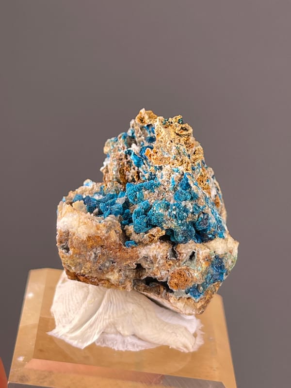 Veszelyite specimen from Dongchuan, Yunnan, China, characterized by vivid blue botryoidal crust