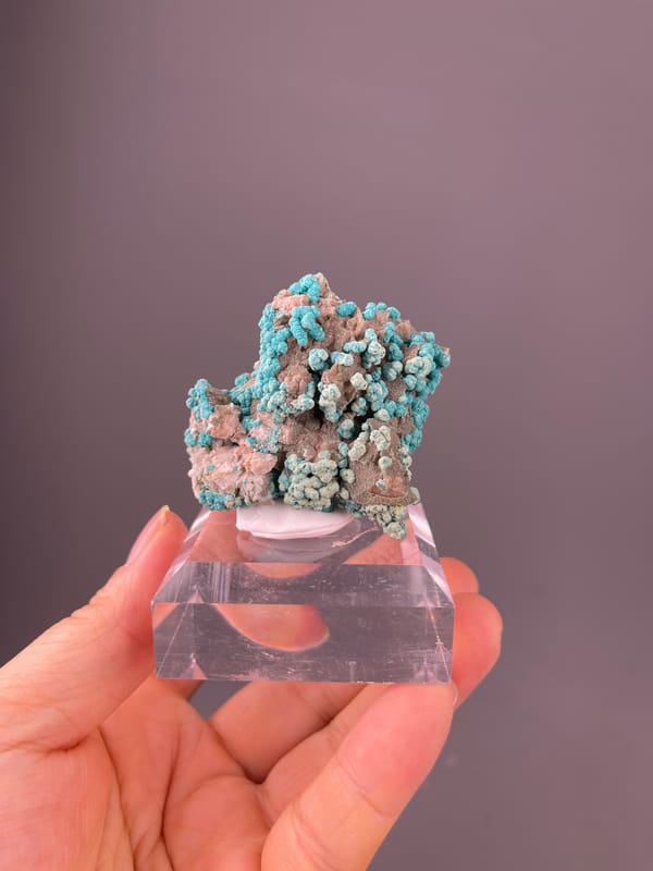 Veszelyite specimen from Hubei, China featuring blue-green botryoidal crusts