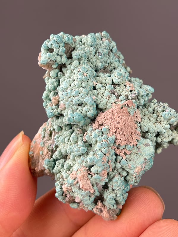 Natural Veszelyite specimen from Hubei, China with blue-green botryoidal crusts