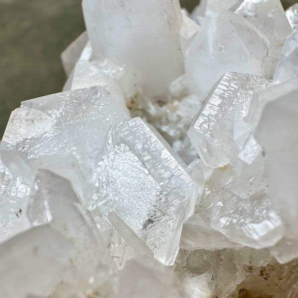White quartz cluster with hexagonal calcite plate from Fujian, China, view 5 of 12