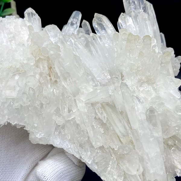 Plate of clear white quartz points from Jinkouhe, Sichuan, China, view 6 of 9