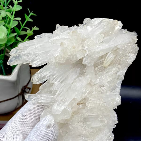 Plate of clear white quartz points from Jinkouhe, Sichuan, China, view 7 of 9