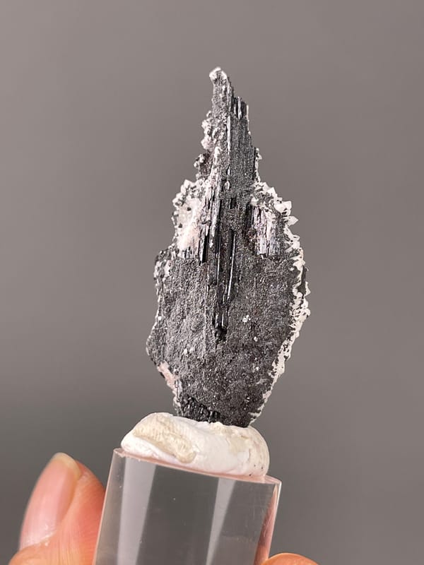 Wolframite-group with Quartz specimen from Yaogangxian, Hunan, China with steel-gray bladed crystals on quartz druse
