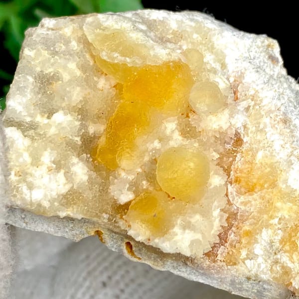 Honey-yellow botryoidal fluorite in white pocket from Henan, China, view 4 of 9