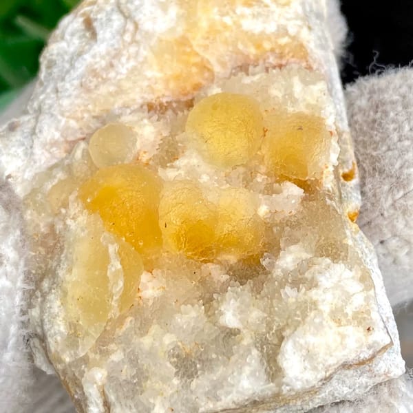 Honey-yellow botryoidal fluorite in white pocket from Henan, China, view 5 of 9
