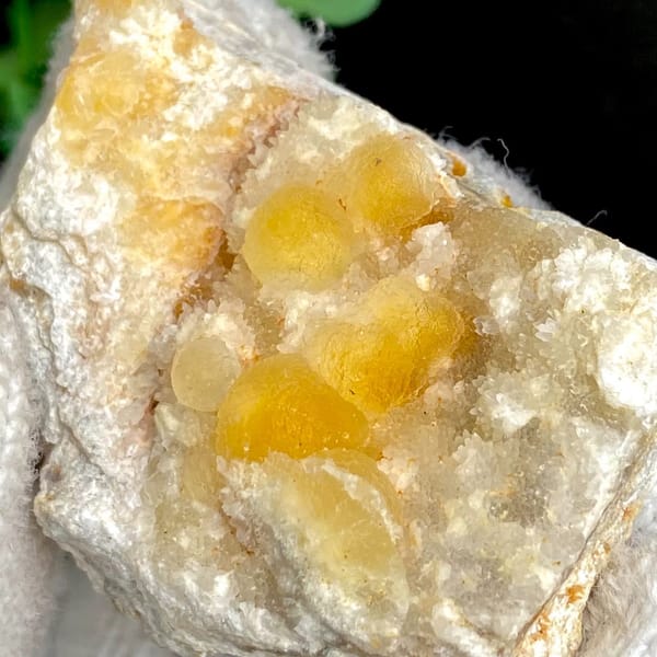 Honey-yellow botryoidal fluorite in white pocket from Henan, China, view 7 of 9